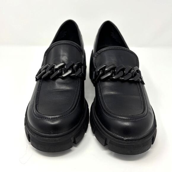 Madden Girl Hoxton Loafer, Black Chunky Heel Y2K - Picture 5 of 8